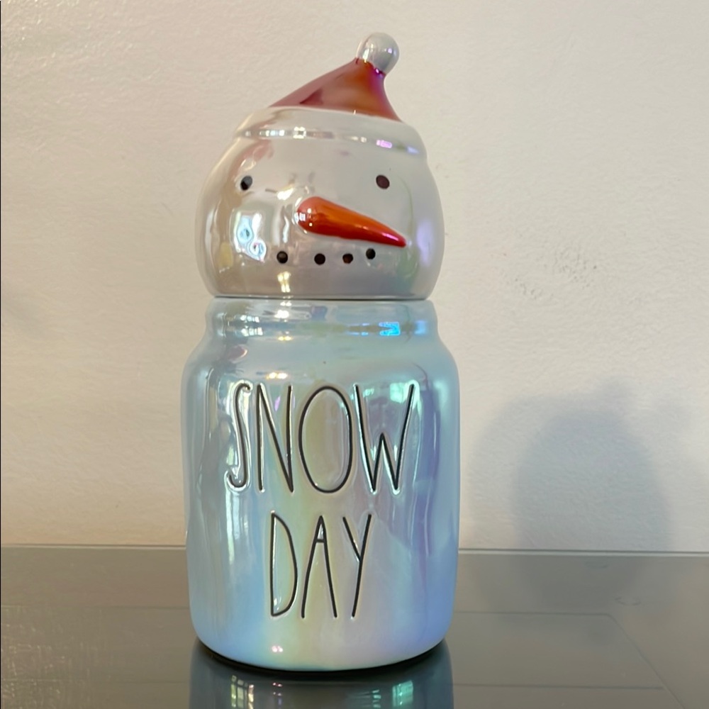 Rae Dunn Iridescent Holiday Decor Snowman Jar